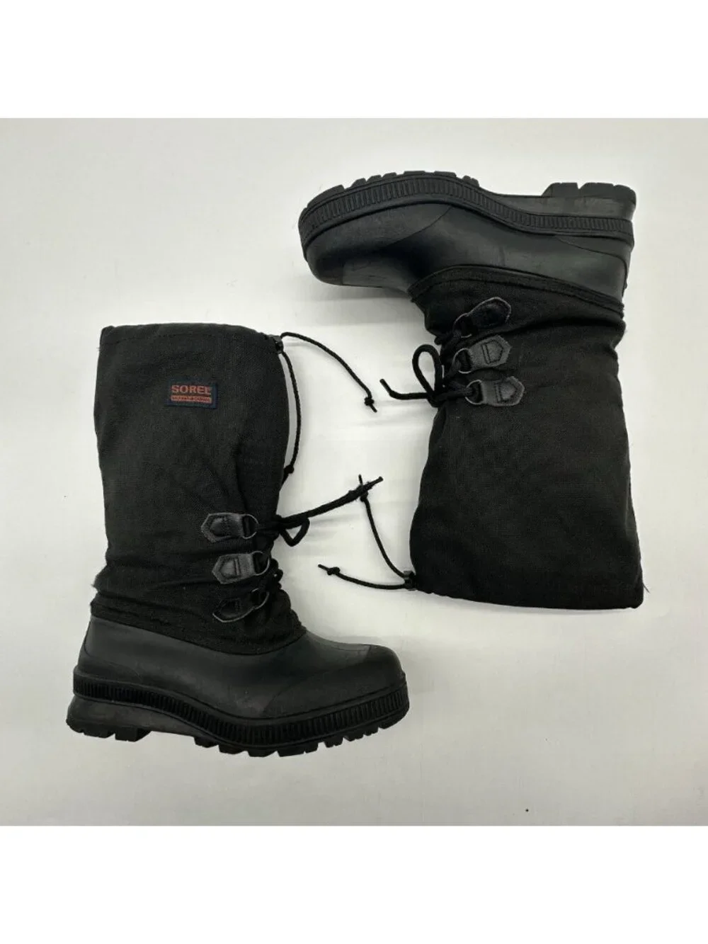 Vintage Sorel Snowlion Canada Black Tall Lace-Up Snow Boots - Women's Size 10